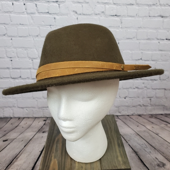 Frye olive green wool wide brim Fedor Hat sz. Med - Picture 5 of 14